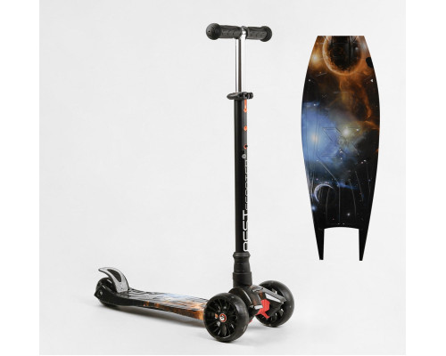 Дитячий самокат Best Scooter MAXI S-10743. Знімне кермо, колеса PU з підсвічуванням. Чорний