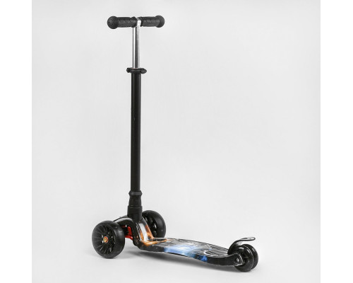 Дитячий самокат Best Scooter MAXI S-10743. Знімне кермо, колеса PU з підсвічуванням. Чорний