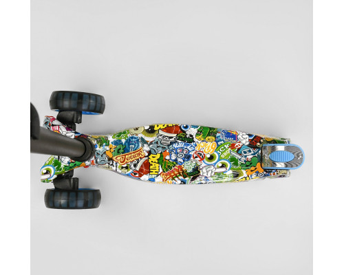 Дитячий самокат Best Scooter MAXI S-11901. Знімне кермо, колеса PU з підсвічуванням. Блакитний