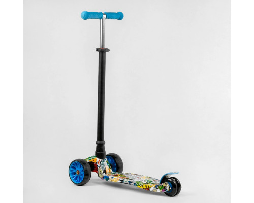Дитячий самокат Best Scooter MAXI S-11901. Знімне кермо, колеса PU з підсвічуванням. Блакитний