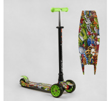 Дитячий самокат Best Scooter MAXI S-11203. Знімне кермо, колеса PU з підсвічуванням. Зелений