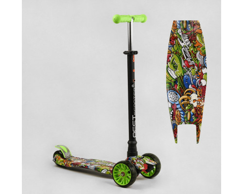Дитячий самокат Best Scooter MAXI S-11203. Знімне кермо, колеса PU з підсвічуванням. Зелений