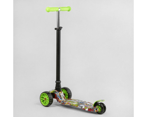 Дитячий самокат Best Scooter MAXI S-11203. Знімне кермо, колеса PU з підсвічуванням. Зелений