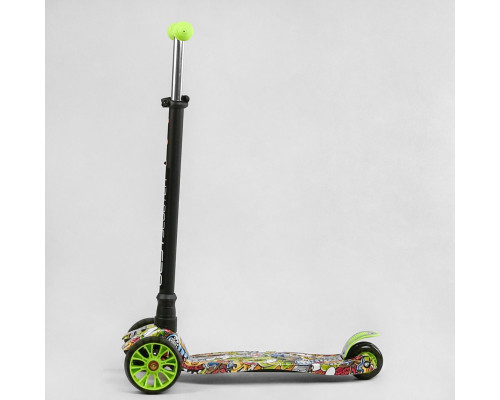 Дитячий самокат Best Scooter MAXI S-11203. Знімне кермо, колеса PU з підсвічуванням. Зелений