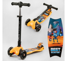 Дитячий самокат Best Scooter L-1488. З фарою, три PU колеса з підсвічуванням. Жовтий