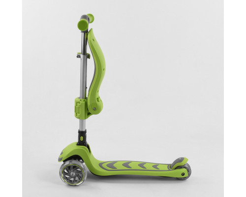 Дитячий самокат Best Scooter Т-07196. Складане алюмінієве кермо, сидіння, 4 PU колеса з підсвічуванням. Зелений