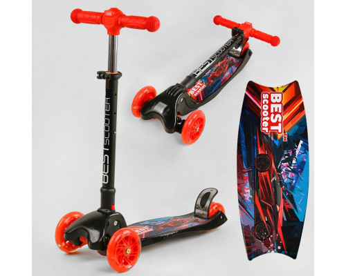 Дитячий самокат Best Scooter L-9563. З фарою, три PU колеса з підсвічуванням. Червоний