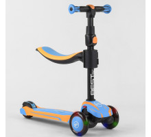 Дитячий самокат Best Scooter JS-30918. З сидінням, алюмінієве кермо, 3 PU колеса з підсвічуванням. Блакитний