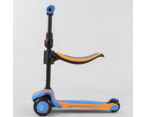 Дитячий самокат Best Scooter JS-30918. З сидінням, алюмінієве кермо, 3 PU колеса з підсвічуванням. Блакитний