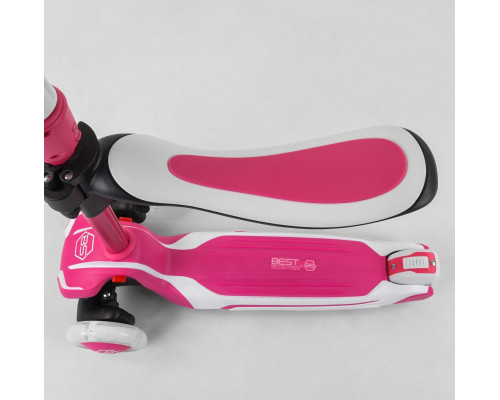Дитячий самокат Best Scooter JS-41008. З сидінням, алюмінієве кермо, 3 PU колеса з підсвічуванням. Рожевий
