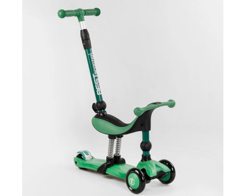 Самокат-велобіг Best Scooter 3в1 BS-78812. 3 PU колеса з підсвічуванням, сидіння, амортизатори, батьківська ручка