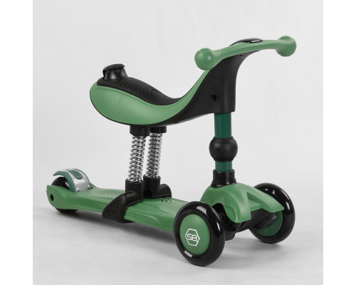Самокат-велобіг Best Scooter 3в1 BS-78812. 3 PU колеса з підсвічуванням, сидіння, амортизатори, батьківська ручка