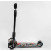 Дитячий самокат Best Scooter 98-277 MAXI. Складане алюмінієве кермо, 3 PU колеса з підсвічуванням. Чорний