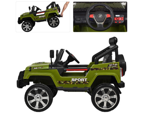 Дитячий електромобіль Джип Bambi Racer M 3237EBLR-10 з пультом управління. Зелений