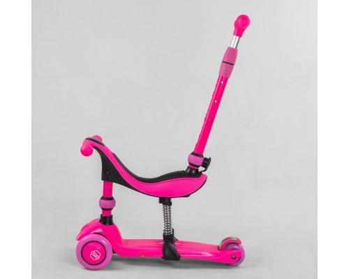 Самокат-велобіг 3в1 Best Scooter BS-23180. 3 PU колеса з підсвічуванням, сидіння, амортизатори, батьківська ручка
