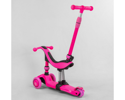 Самокат-велобіг 3в1 Best Scooter BS-23180. 3 PU колеса з підсвічуванням, сидіння, амортизатори, батьківська ручка