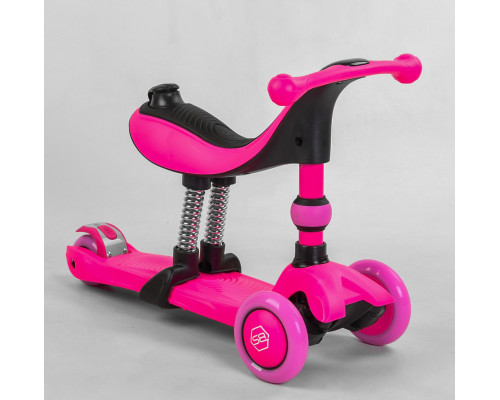 Самокат-велобіг 3в1 Best Scooter BS-23180. 3 PU колеса з підсвічуванням, сидіння, амортизатори, батьківська ручка
