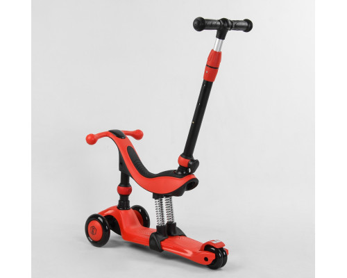 Самокат-велобіг 3в1 Best Scooter BS-71899. 3 PU колеса з підсвічуванням, сидіння, амортизатори, батьківська ручка