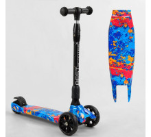 Дитячий самокат Best Scooter 82-961 MAXI. Складане алюмінієве кермо, 3 PU колеса з підсвічуванням. Блакитний