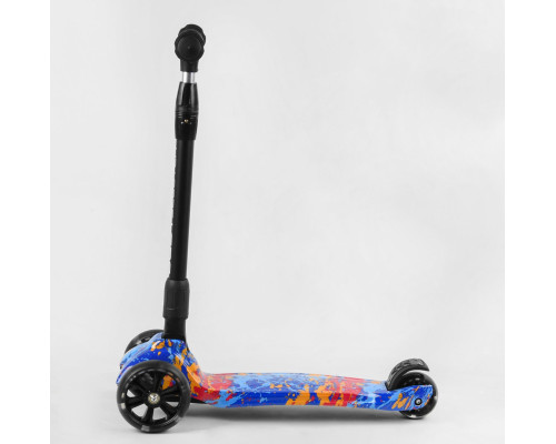 Дитячий самокат Best Scooter 82-961 MAXI. Складане алюмінієве кермо, 3 PU колеса з підсвічуванням. Блакитний