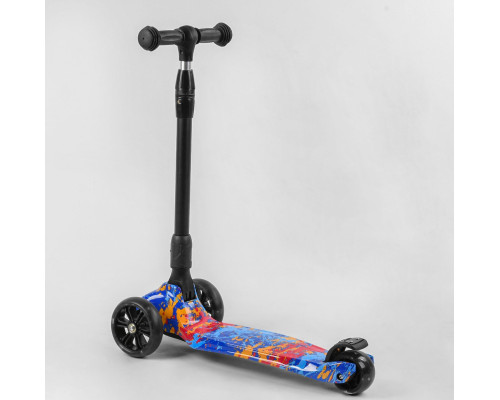 Дитячий самокат Best Scooter 82-961 MAXI. Складане алюмінієве кермо, 3 PU колеса з підсвічуванням. Блакитний