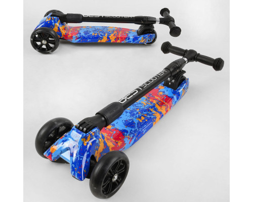 Дитячий самокат Best Scooter 82-961 MAXI. Складане алюмінієве кермо, 3 PU колеса з підсвічуванням. Блакитний
