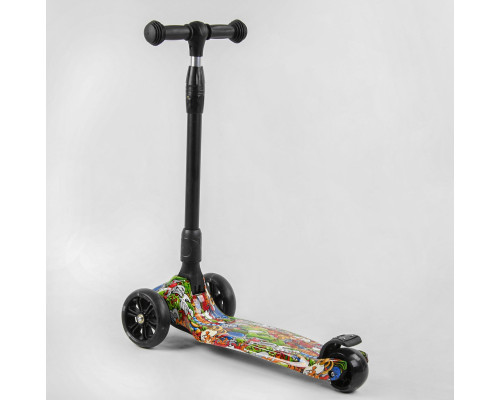 Дитячий самокат Best Scooter 46-009 MAXI. Складане алюмінієве кермо, 3 PU колеса з підсвічуванням. Зелений