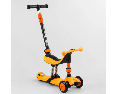 Самокат-велобіг 3в1 Best Scooter BS-50584. 3 PU колеса з підсвічуванням, сидіння, амортизатори, батьківська ручка