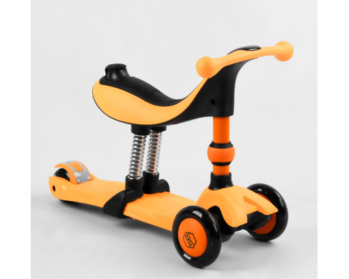 Самокат-велобіг 3в1 Best Scooter BS-50584. 3 PU колеса з підсвічуванням, сидіння, амортизатори, батьківська ручка