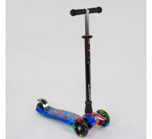 Дитячий самокат Best Scooter A 25595. Пластмасовий, 4 PU колеса з підсвічуванням. Синій