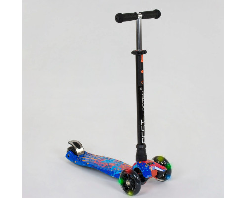 Дитячий самокат Best Scooter A 25595. Пластмасовий, 4 PU колеса з підсвічуванням. Синій