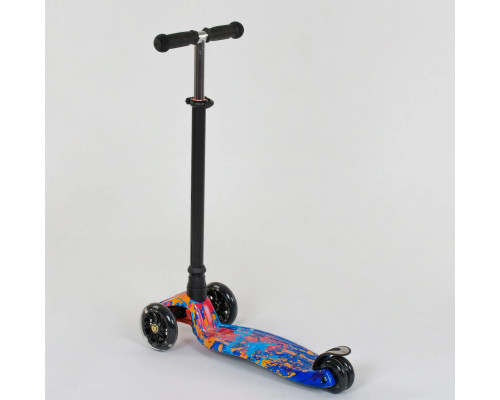 Дитячий самокат Best Scooter A 25595. Пластмасовий, 4 PU колеса з підсвічуванням. Синій