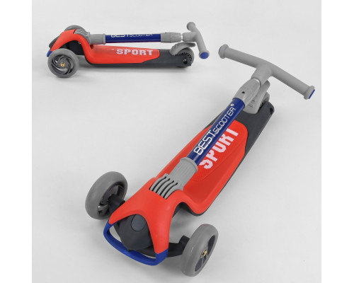 Дитячий самокат Best Scooter F-44077. Складане алюмінієве кермо, 3 PU колеса з підсвічуванням. Червоний