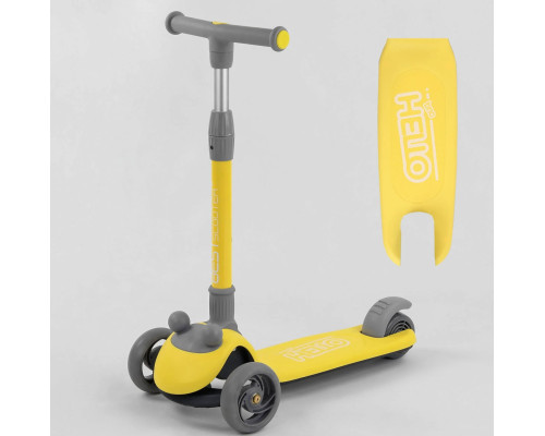 Дитячий самокат Best Scooter D-0449. Складане алюмінієве кермо, 3 PU колеса з підсвічуванням. Жовтий