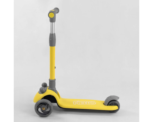 Дитячий самокат Best Scooter D-0449. Складане алюмінієве кермо, 3 PU колеса з підсвічуванням. Жовтий