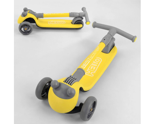 Дитячий самокат Best Scooter D-0449. Складане алюмінієве кермо, 3 PU колеса з підсвічуванням. Жовтий