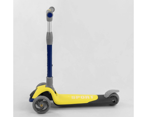 итячий самокат Best Scooter F-55295. Складане алюмінієве кермо, 3 PU колеса з підсвічуванням. Жовтий
