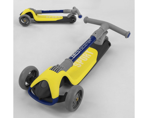 итячий самокат Best Scooter F-55295. Складане алюмінієве кермо, 3 PU колеса з підсвічуванням. Жовтий