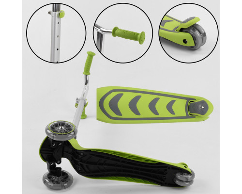 Самокат Best Scooter Y-00436. Складане алюмінієве кермо, 4 PU колеса з підсвічуванням. Салатовий
