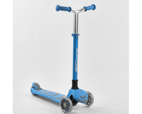 Самокат Best Scooter Y-00180. Складане алюмінієве кермо, 4 PU колеса з підсвічуванням. Блакитний