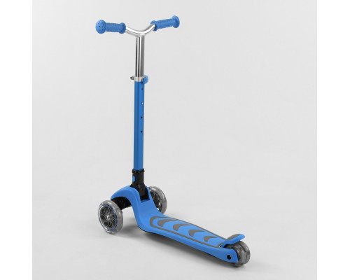 Самокат Best Scooter Y-00180. Складане алюмінієве кермо, 4 PU колеса з підсвічуванням. Блакитний