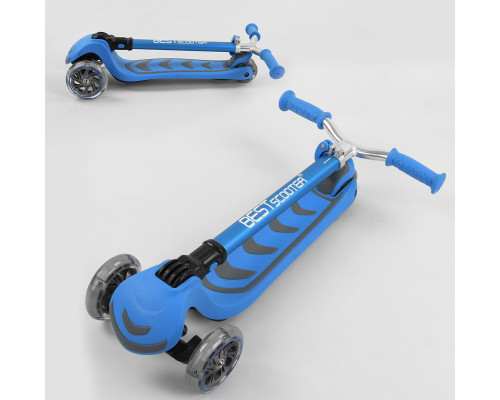 Самокат Best Scooter Y-00180. Складане алюмінієве кермо, 4 PU колеса з підсвічуванням. Блакитний