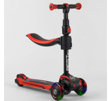 Дитячий самокат Best Scooter JS-10711. З сидінням, алюмінієве кермо, 3 PU колеса з підсвічуванням. Червоний