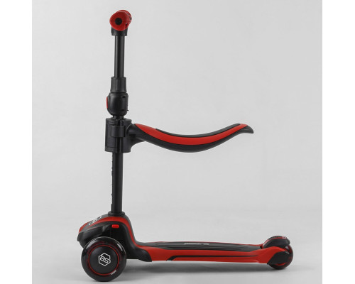 Дитячий самокат Best Scooter JS-10711. З сидінням, алюмінієве кермо, 3 PU колеса з підсвічуванням. Червоний