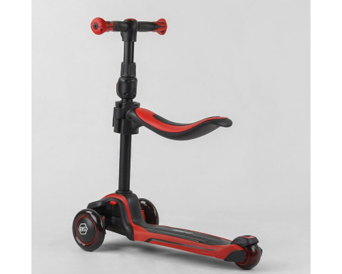 Дитячий самокат Best Scooter JS-10711. З сидінням, алюмінієве кермо, 3 PU колеса з підсвічуванням. Червоний