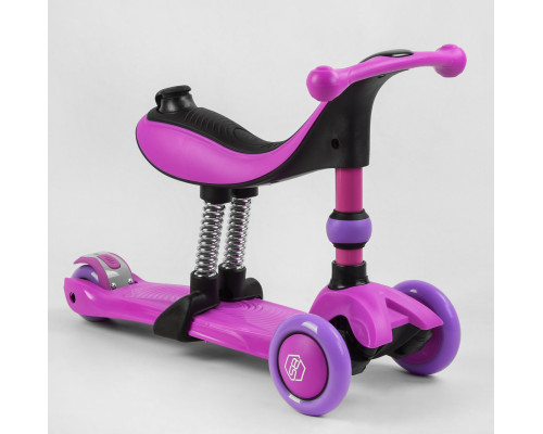 Самокат-велобіг Best Scooter 3в1 BS-26566. 3 PU колеса з підсвічуванням, сидіння, амортизатори, батьківська ручка