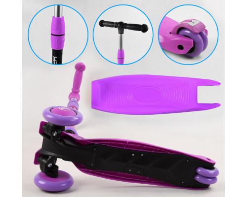 Самокат-велобіг Best Scooter 3в1 BS-26566. 3 PU колеса з підсвічуванням, сидіння, амортизатори, батьківська ручка