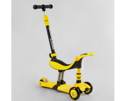 Самокат-велобіг Best Scooter 3в1 BS-38804. 3 PU колеса з підсвічуванням, сидіння, амортизатори, батьківська ручка