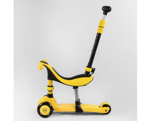 Самокат-велобіг Best Scooter 3в1 BS-38804. 3 PU колеса з підсвічуванням, сидіння, амортизатори, батьківська ручка