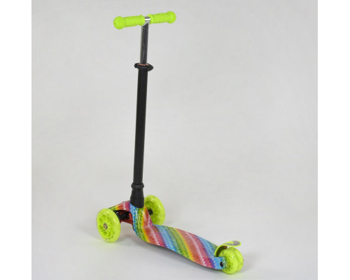 Дитячий самокат Best Scooter A 25601. Пластмасовий, 4 PU колеса з підсвічуванням. Салатовий